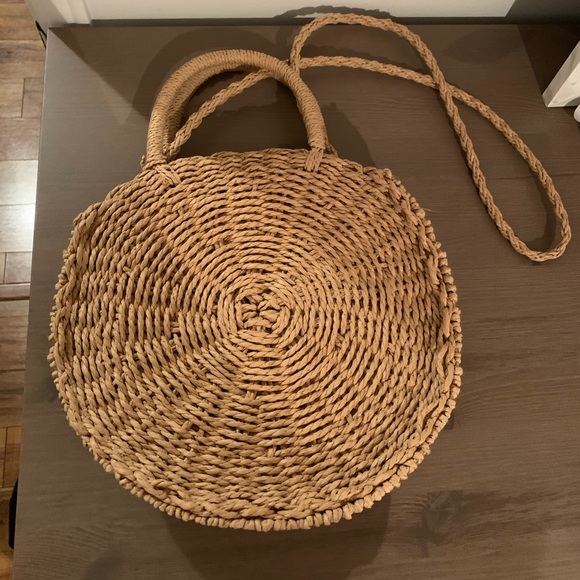 Handbags - Straw rattan round bag